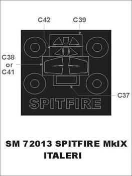 Supermarine Spitfire Mk.IX canopy frame paint mask (outside only) (designed to be used with Italeri kits)
