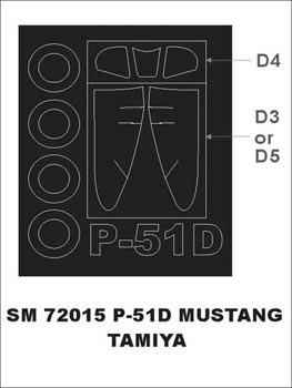 North-American P-51D Mustang canopy frame paint mask (outside only) (designed to be used with Tamiya kits)