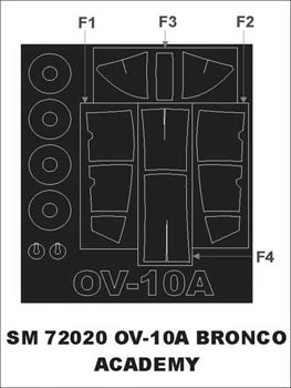 North-American/Rockwell OV-10A Bronco canopy frame paint mask (outside only) (designed to be used with Academy kits)