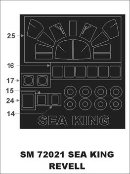 Westland Sea King Mk.41 canopy frame paint mask (outside only) (designed to be used with Revell kits)