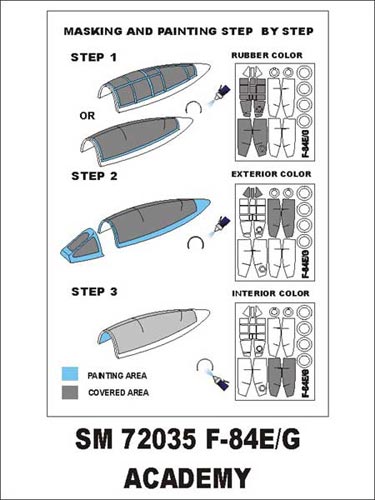 Republic F-84E/G canopy frame paint mask (outside only) (designed to be used with Academy kits)