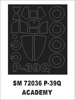 Bell P-39Q/N Airacobra canopy frame paint mask (outside only) (designed to be used with Academy kits)