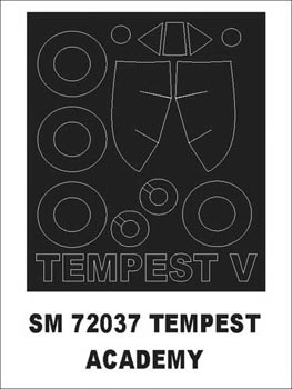 Hawker Tempest Mk.V canopy frame paint mask (outside only) (designed to be used with Academy kits)