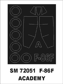 North-American F-86E canopy frame paint mask (outside only) (designed to be used with Academy kits)