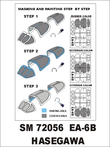 Grumman EA-6B Prowler canopy frame paint mask (outside only) (designed to be used with Hasegawa kits)
