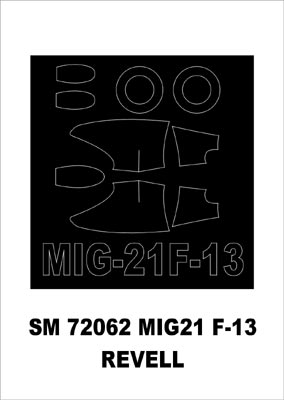 Mikoyan MiG-21F-13 canopy frame paint mask (outside only) (designed to be used with Revell kits)