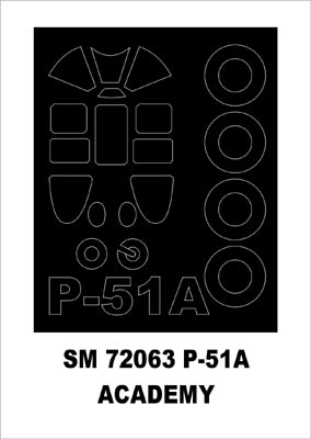 North-American P-51A canopy frame paint mask (outside only) (designed to be used with Academy kits)