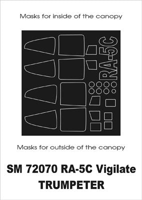 North-American RA-5C Vigilante canopy frame paint masks (inside and outside) (designed to be used with Trumpeter kits)