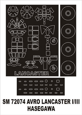 Avro Lancaster B.I/III canopy frame paint mask (outside only) (designed to be used with Hasegawa kits) [Mk.III]