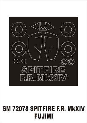Supermarine Spitfire F.R. Mk XIV canopy frame paint mask (outside only) (designed to be used with Fujimi kits)