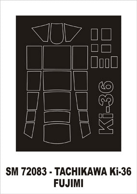 Tachikawa Ki-36 canopy frame paint mask (outside only) (designed to be used with Fujimi kits)