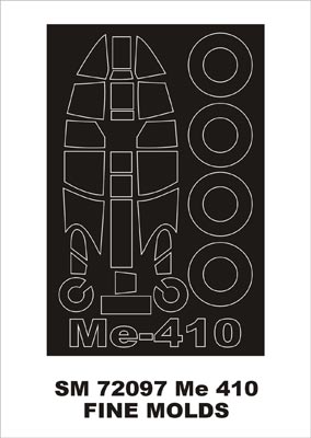 Messerschmitt Me-410 canopy frame paint mask (outside only) (designed to be used with Fine Molds kits)