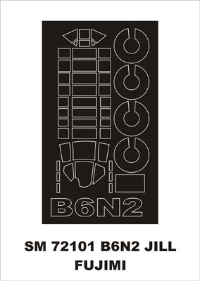 Nakajima B6N2 Jill canopy frame paint mask (outside only) (designed to be used with Fujimi kits)