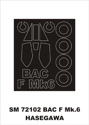 BAC/EE Lightning F.6 canopy frame paint mask (outside only) (designed to be used with Hasegawa kits)