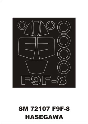 Grumman F9F-8 canopy frame paint mask (outside only) (designed to be used with Hasegawa kits)