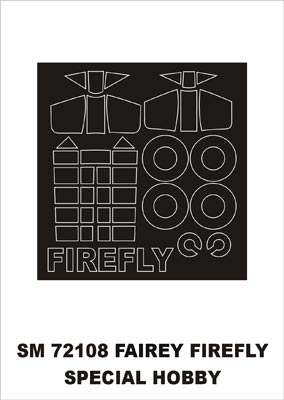 Fairey Firefly Mk.I/Mk.IV canopy frame paint mask (outside only) (designed to be used with Special Hobby kits) Only the front canopy mask will be suitable for SH72050