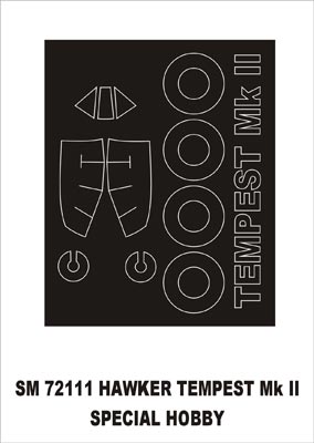 Hawker Tempest Mk.II canopy frame paint mask (outside only) (designed to be used with Special Hobby kits)