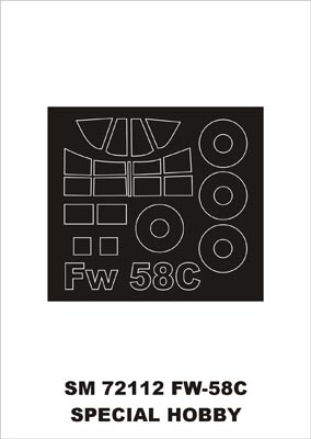 Focke-Wulf Fw-58C canopy frame paint mask (outside only) (designed to be used with Special Hobby kits)