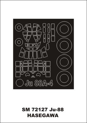 Junkers Ju-88A-4 canopy frame paint mask (outside only) (designed to be used with Hasegawa kits)