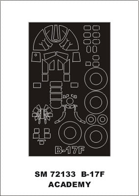 Boeing B-17F Flying Fortress canopy frame paint mask (outside only) (designed to be used with Academy kits)