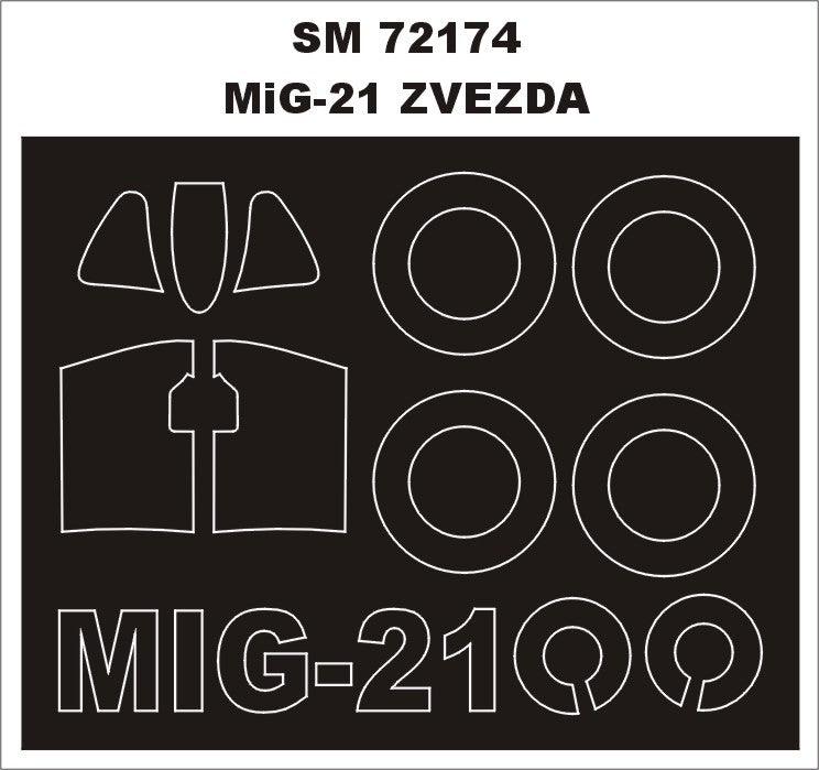 Mikoyan MiG-21 canopy frame paint mask (outside only) (designed to be used with Zvezda kits)