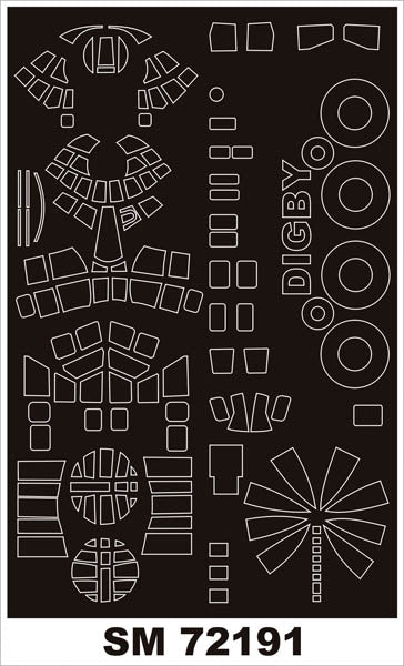 Douglas Digby Mk.I canopy frame paint mask (outside only) (designed to be used with Special Hobby kits) [Douglas B-18A Bolo]