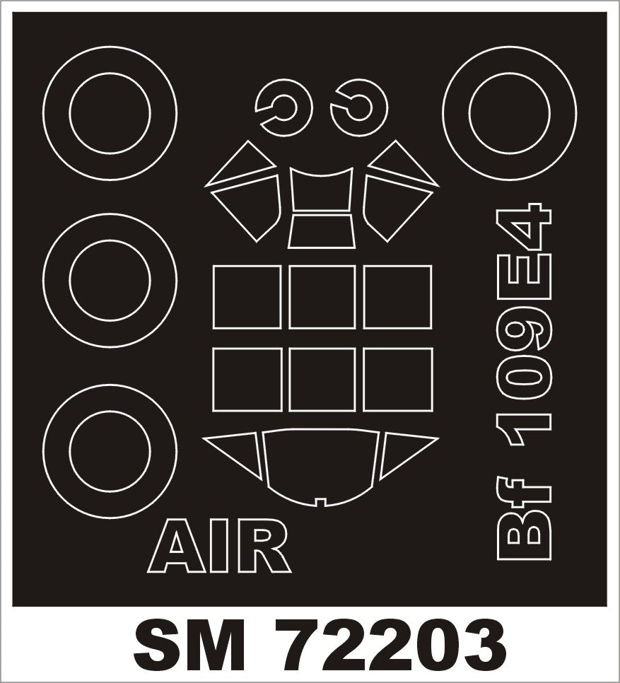 Messerschmitt Bf-109E-4 canopy frame paint mask (outside only) (designed to be used with Airfix kits)