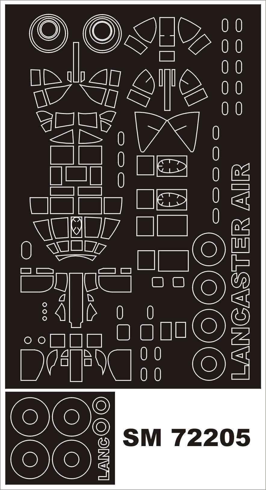 Avro Lancaster B.I/III 'Dambuster' canopy frame paint mask (outside only) (designed to be used with Airfix kits)