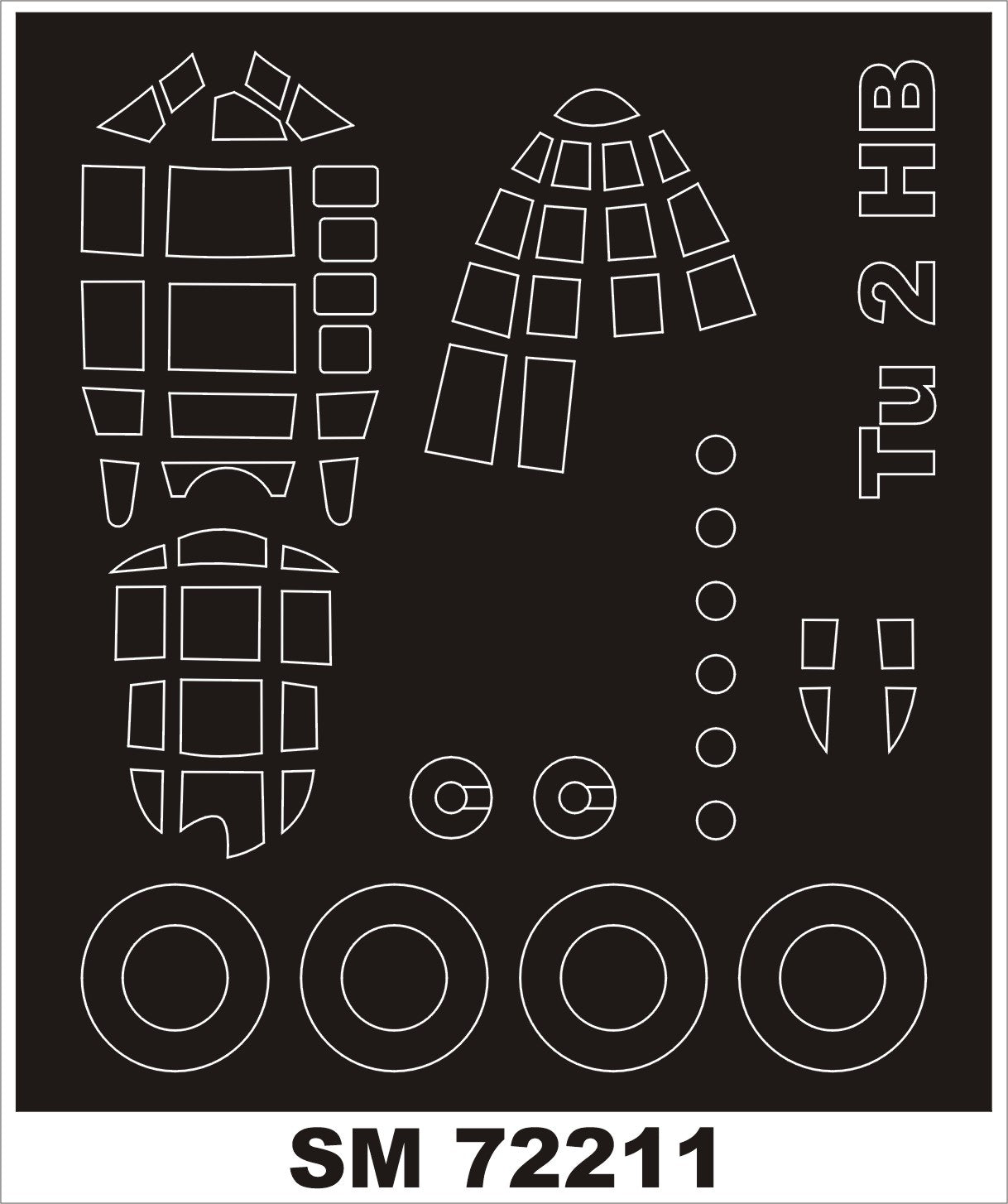 Tupolev Tu-2 canopy frame paint mask (outside only) (designed to be used with Hobby Boss kits)