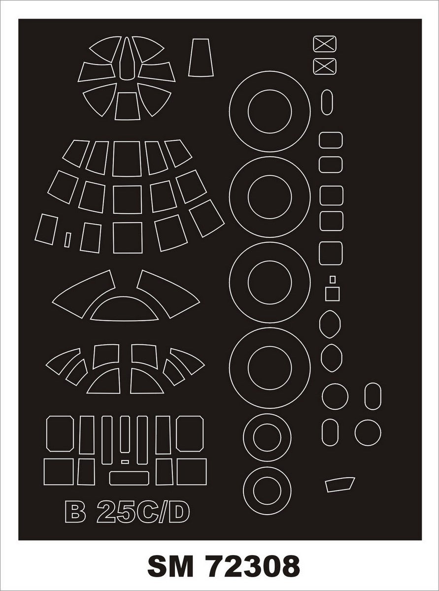 North-American B-25C/D Mitchell (outside canopy frame mask) (designed to be used with Airfix kits)