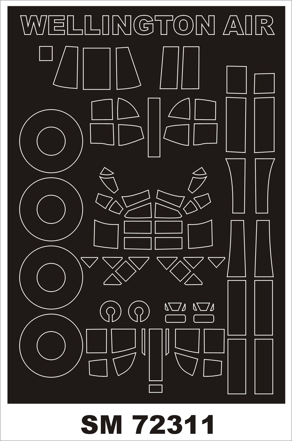 Vickers Wellington Mk.IA/C canopy frame paint mask (outside only) (designed to be used with Airfix kits)
