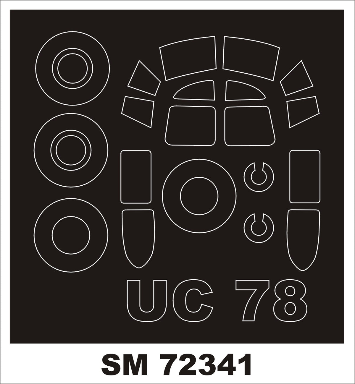 Cessna UC-78A 'Bobcat' canopy frame paint masks (outside only) (designed to be used with Kovozavody Prostejov kits)