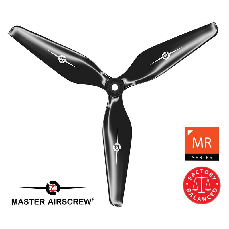 Master Airscrew 3MR Series - 3-Blade 9x4.5 Propeller (CW) Rev./Pusher Black MAS3M09X45RB1