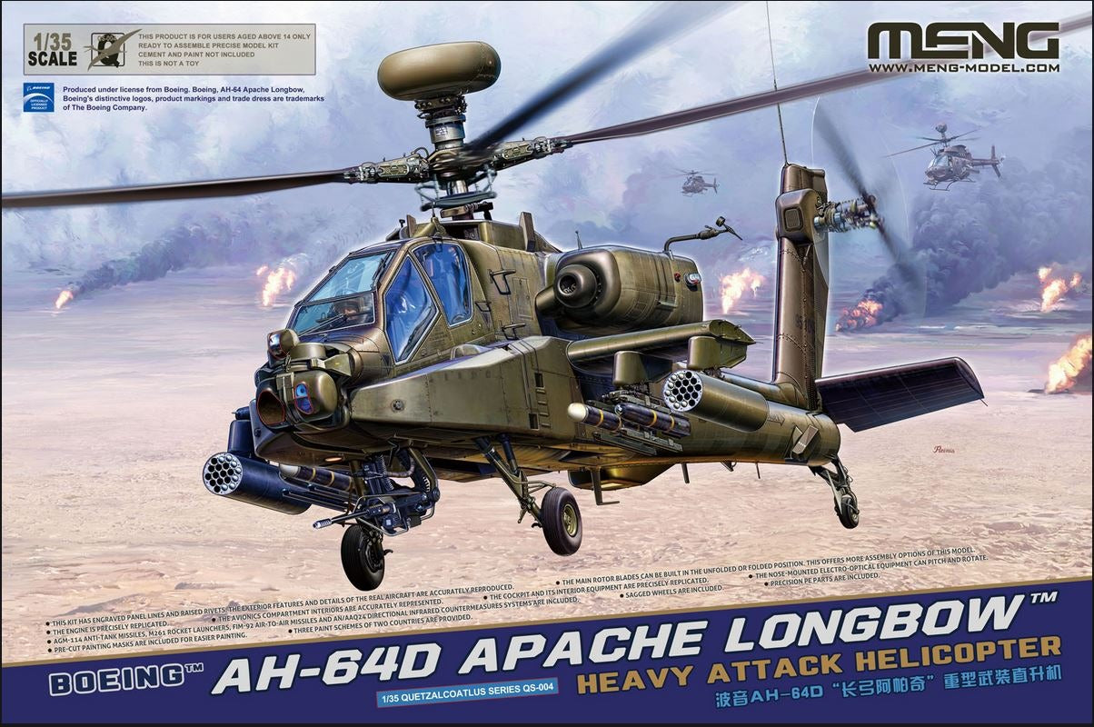 Meng Model 1/35 Boeing AH-64D Apache Longbow Heavy Attack Heli QS-004