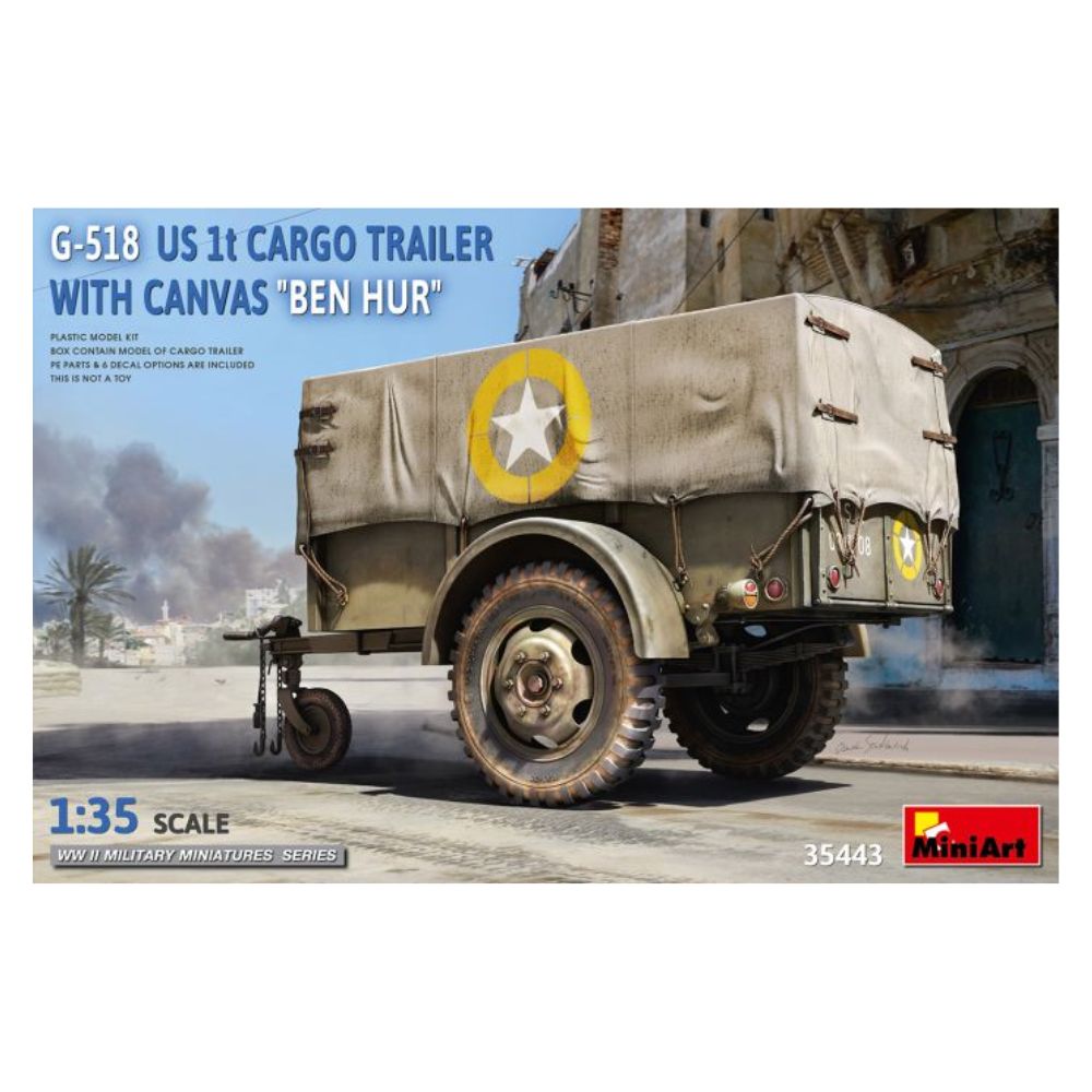 Miniart 1/35 G-518 US 1t Trailer "Ben hur" w/ Canvas MIN35443