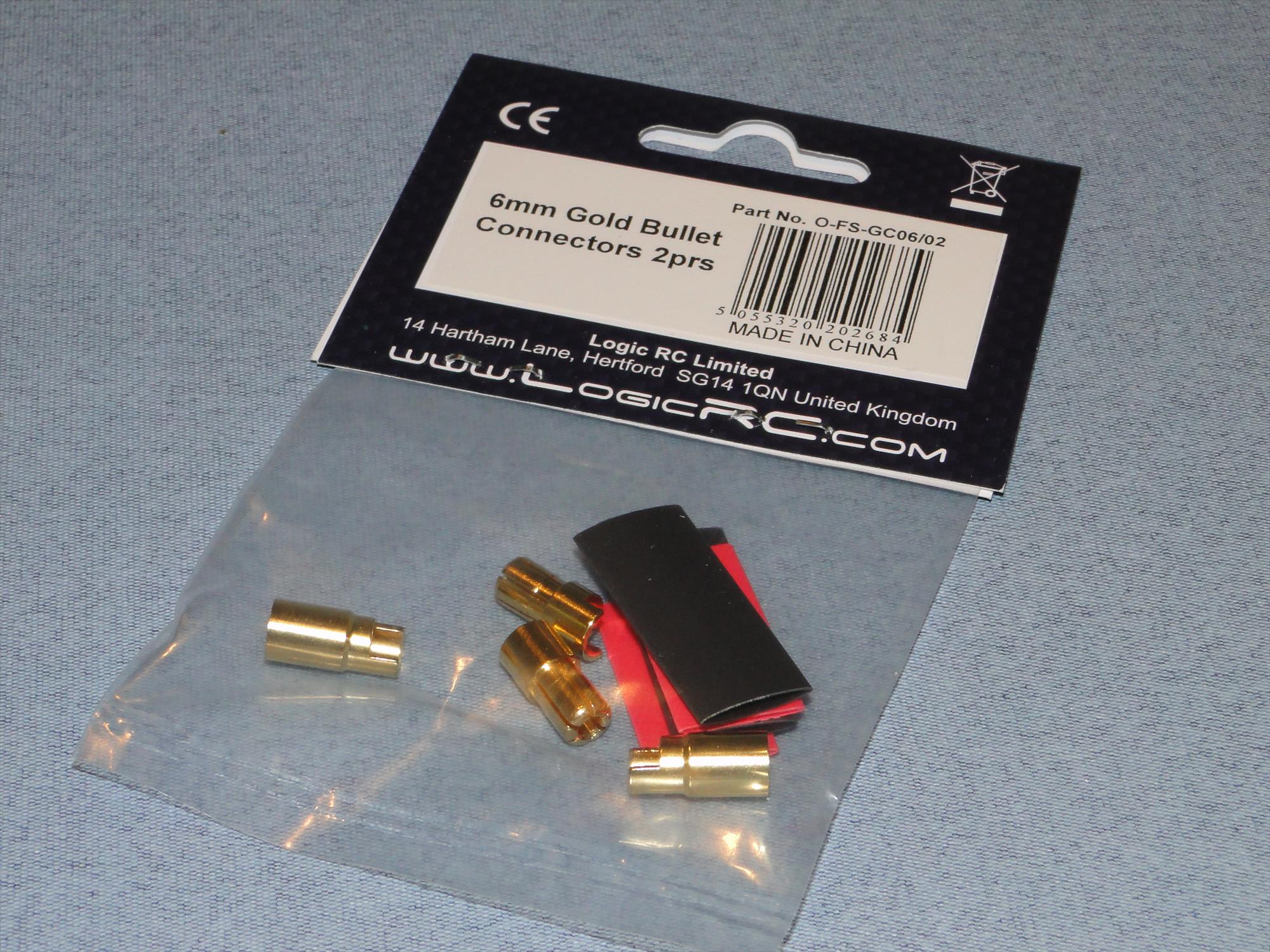 6.0mm Gold Bullet  Connectors  2prs