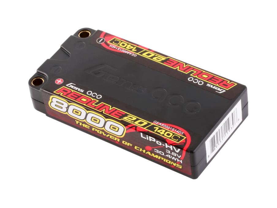 Li-Po HV Car Hard Case 1S2P 3.8V 8000mAh 140C RL2 Short 5mm