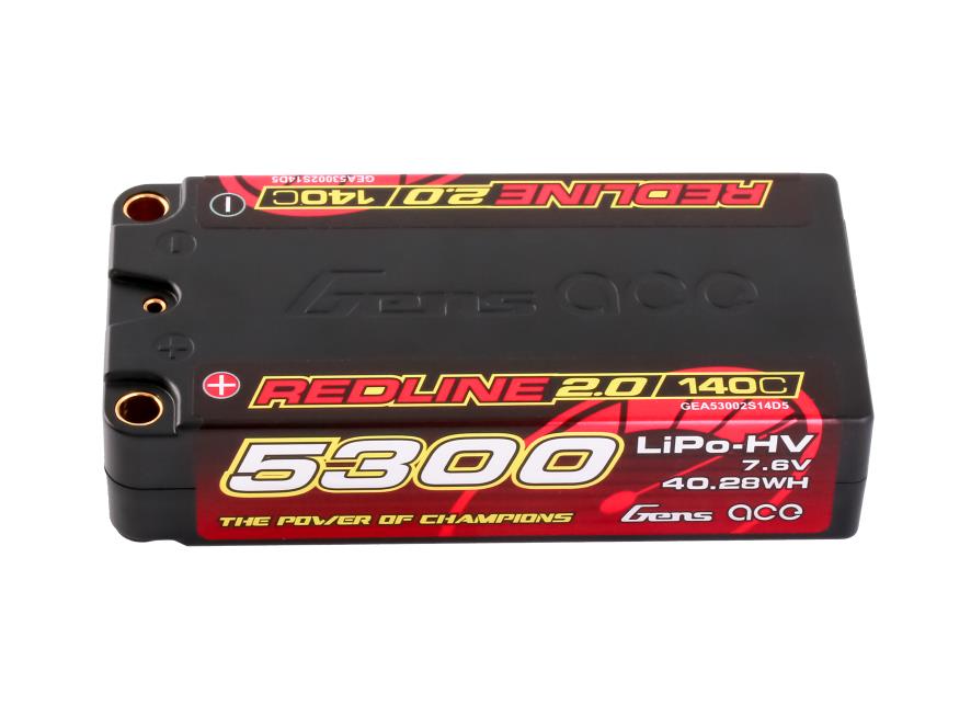 Li-Po HV Car Hard Case 2S2P 7.6V 5300mAh 140C RL2 Short 5mm