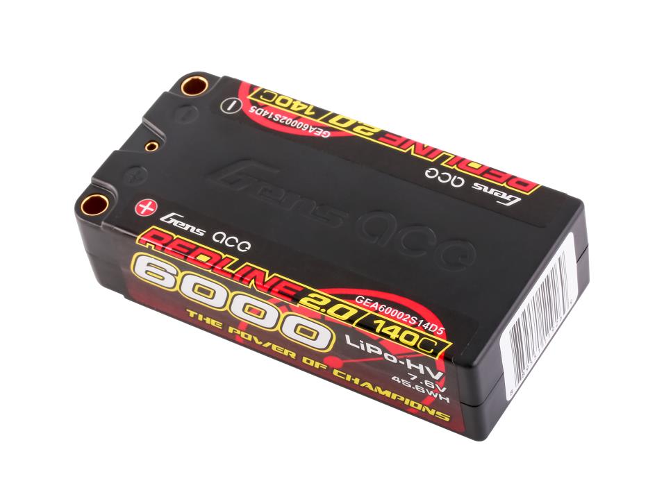 Li-Po HV Car Hard Case 2S2P 7.6V 6000mAh 140C RL2 Short 5mm