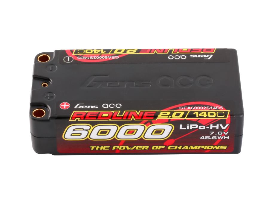 Li-Po HV Car Hard Case 2S2P 7.6V 6000mAh 140C RL2 Short 5mm