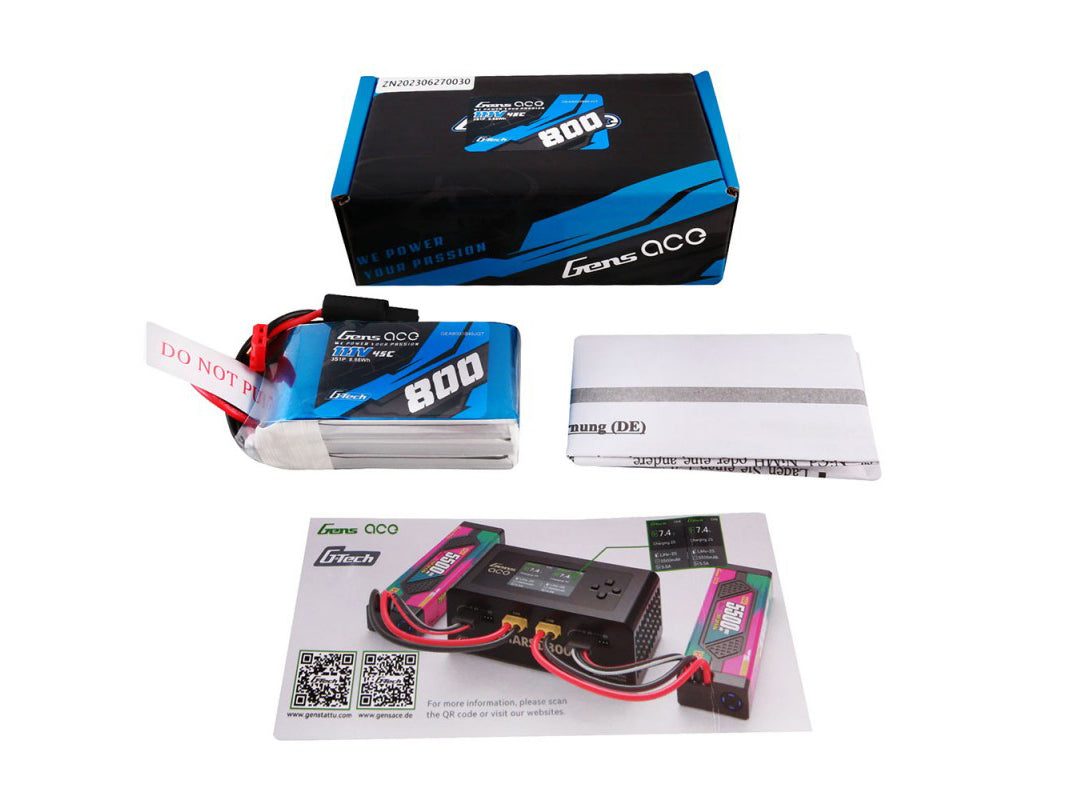 Li-Po G-Tech 3S 11.1V 800mAh 45C with JST