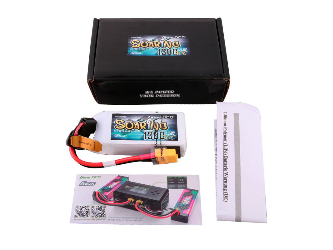 Li-Po G-Tech 3S 11.1V 1300mAh 30C Soaring with XT60