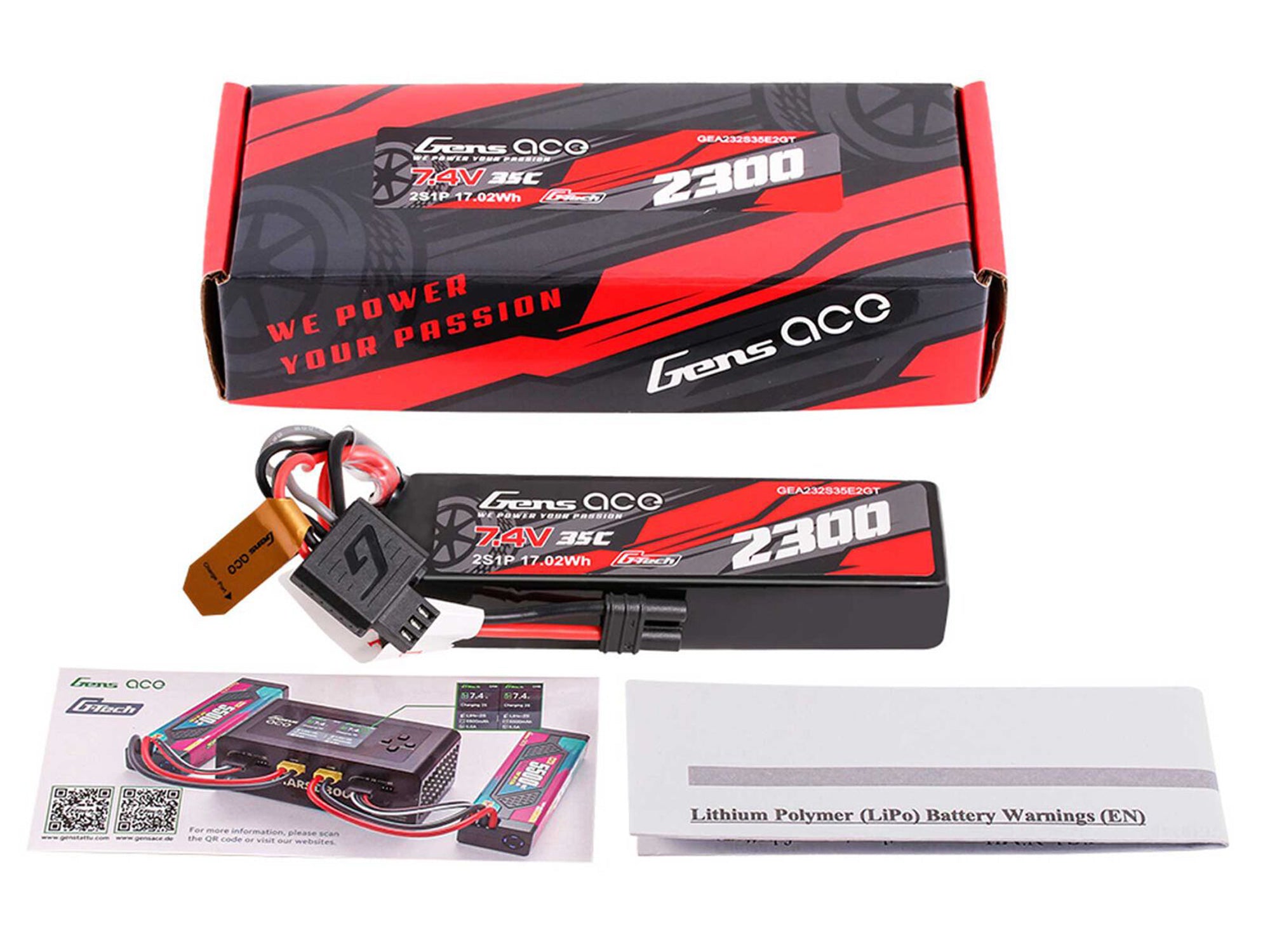 Li-Po G-Tech 2S Car 7.4V 2300mAh 35C with EC2 (GROM) O-GTC2S2300-35E2