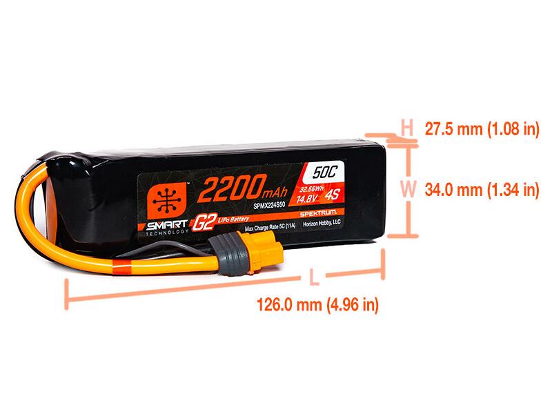 2200mAh 4S 14.8V SMART G2 50C IC3