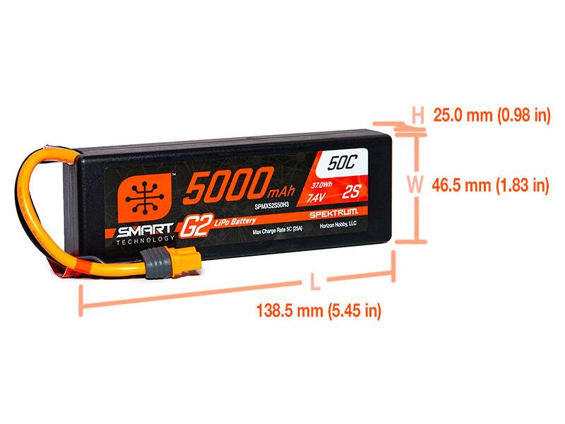 5000mAh 2S 7.4V SMART G2 50C IC3