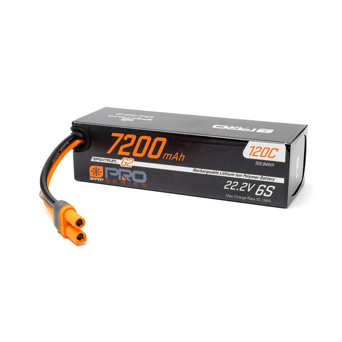 Spektrum 22.2V 7200mAh 6S 120C Smart G2 LiPo: IC5 O-SPMX726S120