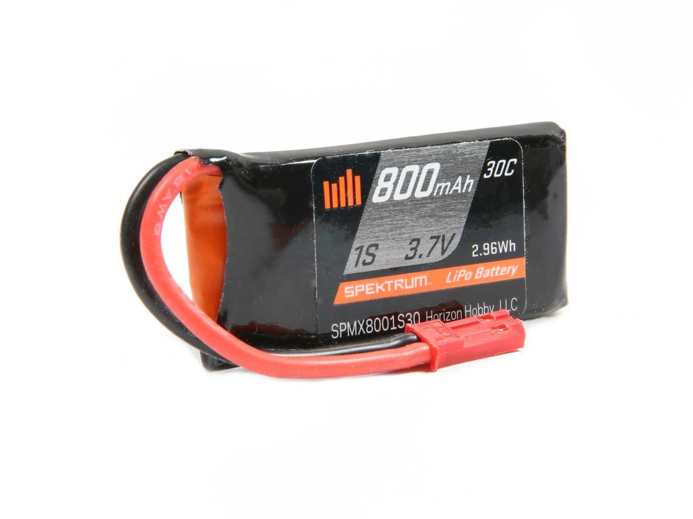 800mAh 1S 3.7V 30C LiPo Battery; JST