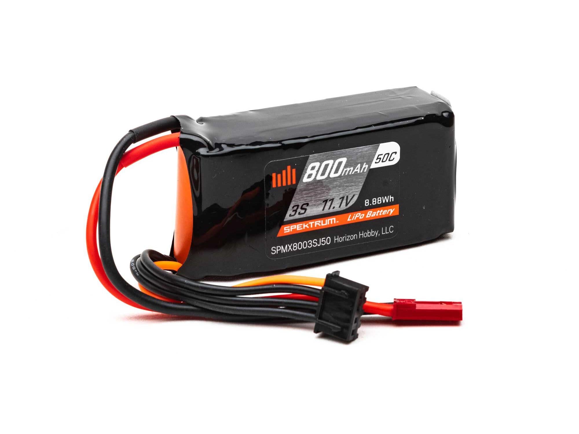 800mAh 3S 11.1V 50C LiPo, 18AWG JST