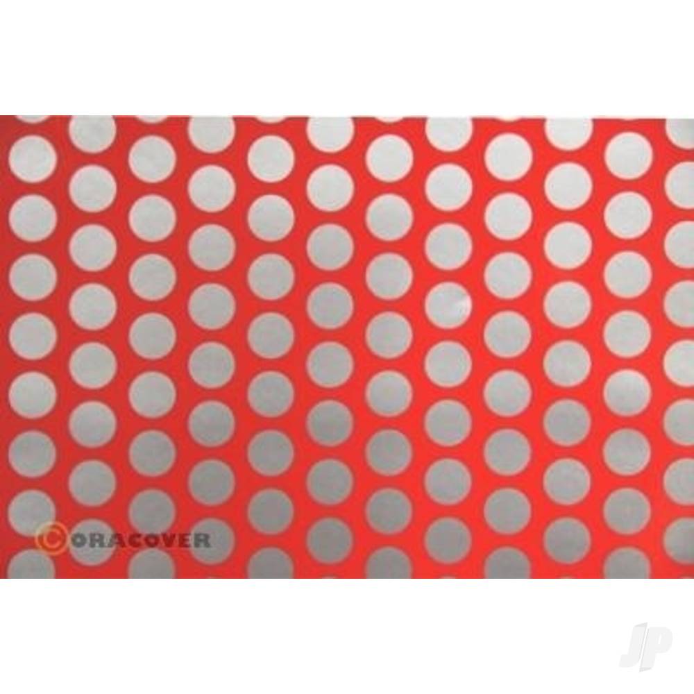 Oracover 2m ORACOVER Fun-1 Polkadots, Red + Silver (60cm width) ORA41-021-091-002