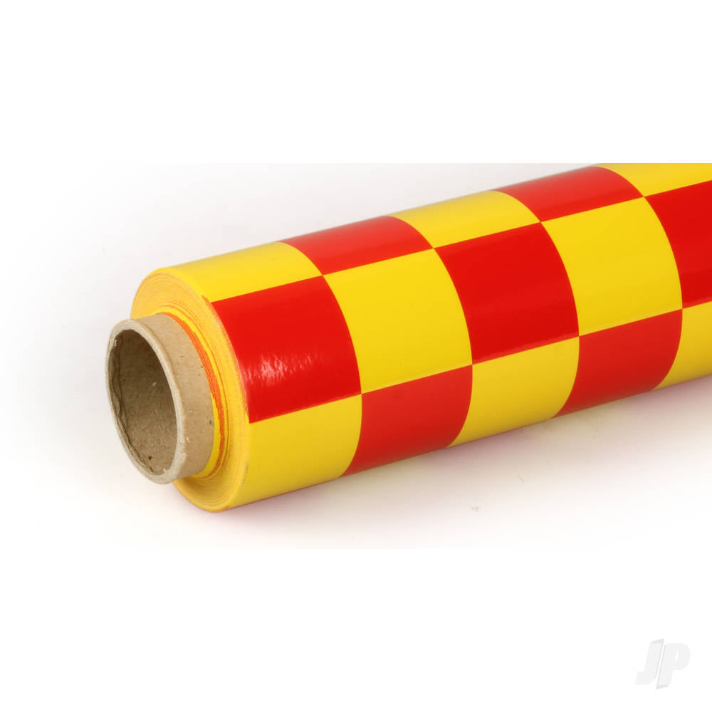 Oracover 10m ORACOVER Fun-3 Medium Chequered, Cadmium Yellow + Red (60cm width) ORA43-033-023-010